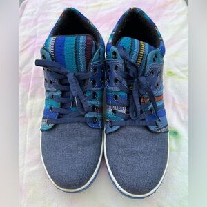 Blue Tweed Multicolor Shoes Sneakers